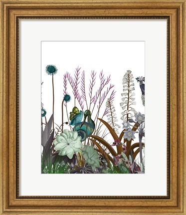 Framed Wildflower Bloom, Snail Bird Print