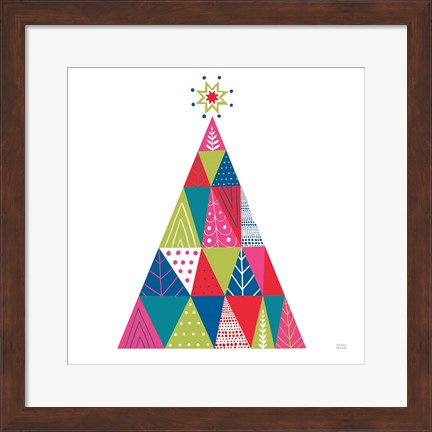 Framed Geometric Holiday Trees I Bright Print