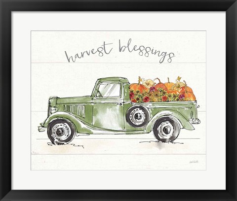 Framed Modern Farmhouse VIII Green Truck Print