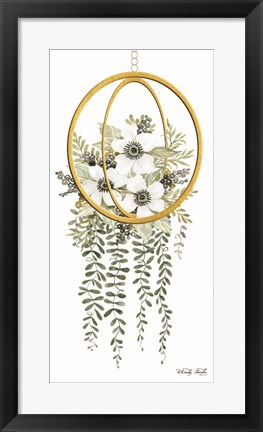 Framed Gold Geometric Circle &amp; Ivy Print