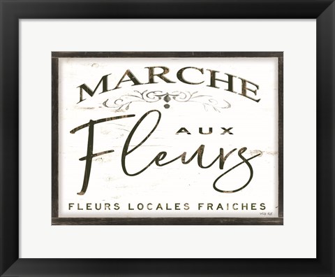 Framed Fleurs Sign I Print