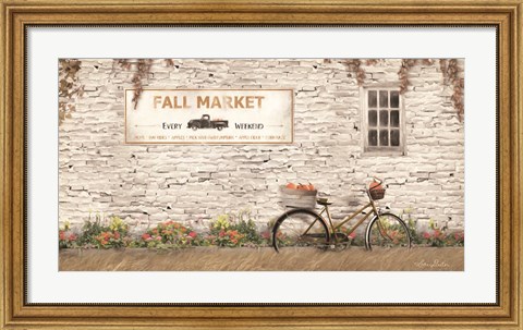 Framed Fall Market with Bike Print