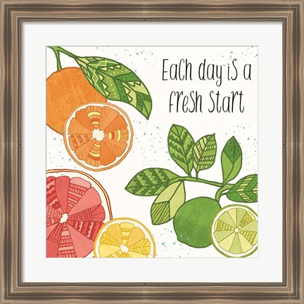 Framed Citrus Splash IV Black Text Print