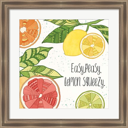 Framed Citrus Splash III Black Text Print