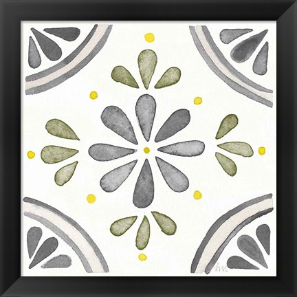 Framed Garden Getaway Tile I Gray Green Print