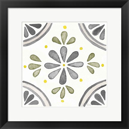 Framed Garden Getaway Tile I Gray Green Print