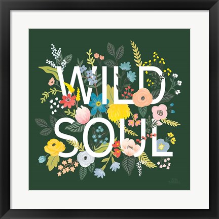 Framed Wild Garden I Green Print