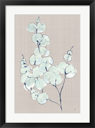 Framed Eucalyptus Branch III Blue Gray Print