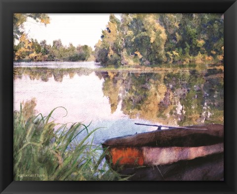 Framed Rowboat Pond Landscape Print