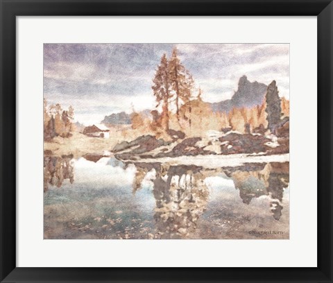 Framed Little Cabin by the Lake Print