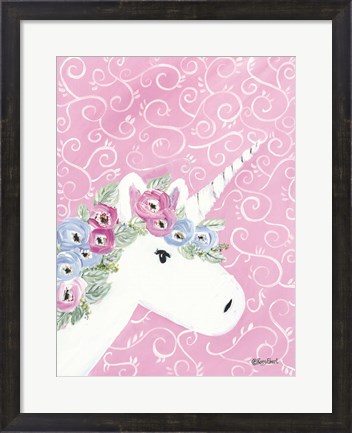 Framed Floral Unicorn II Print