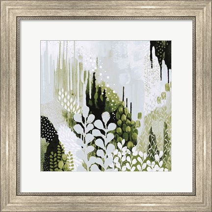 Framed BW Forest II with Green Print