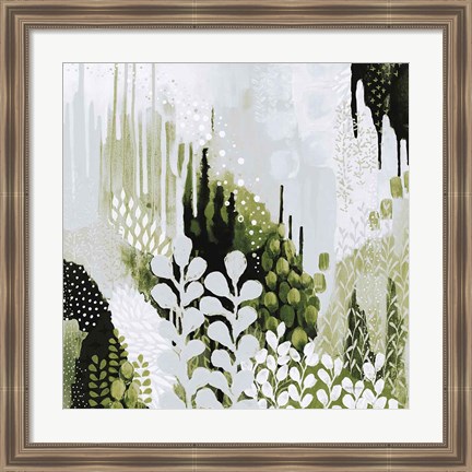 Framed BW Forest II with Green Print