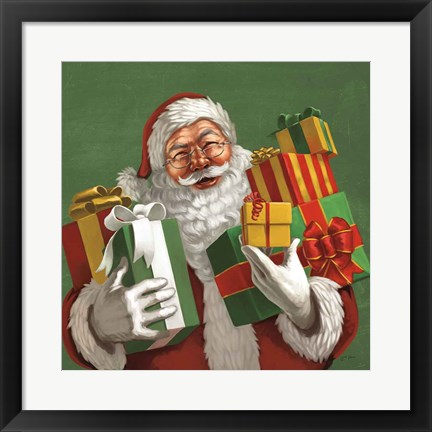 Framed Holiday Santa IV Print