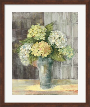 Framed Yellow Hydrangea Gray Print