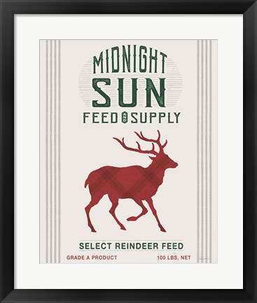 Framed Midnight Sun Reindeer Feed Print