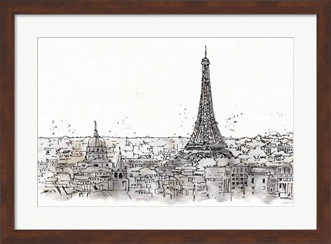 Framed Skyline Sketches II No Words Flowers Print