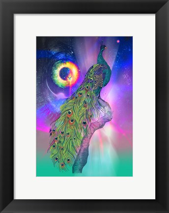 Framed Cosmic Peacock Print