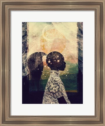 Framed Sun, Stars and Moon Print