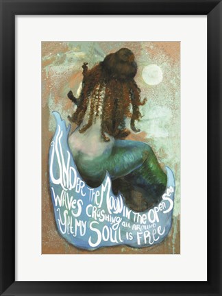 Framed Under the Moon Mermaid Print