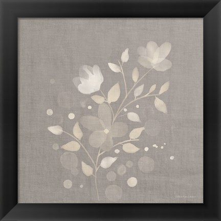 Framed Flower Bunch on Linen I Print