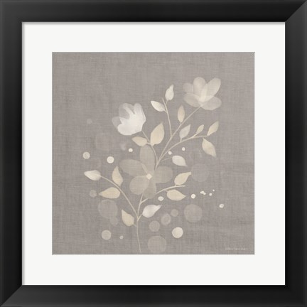 Framed Flower Bunch on Linen I Print