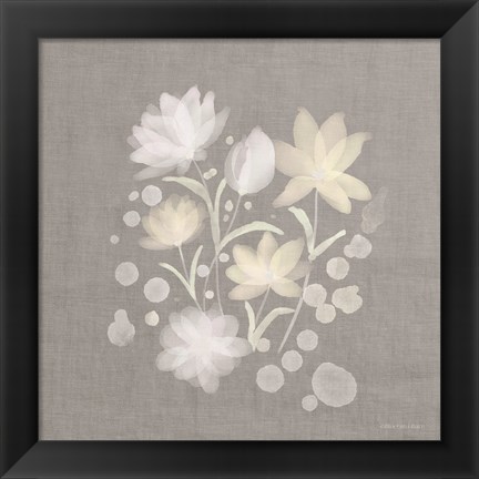 Framed Flower Bunch on Linen II Print