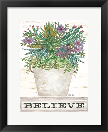 Framed Believe Succulents Print