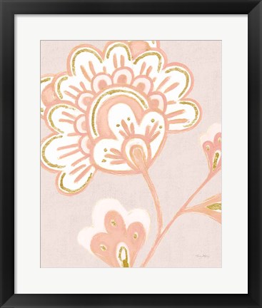 Framed Flora Chinoiserie VI Textured Terra Print