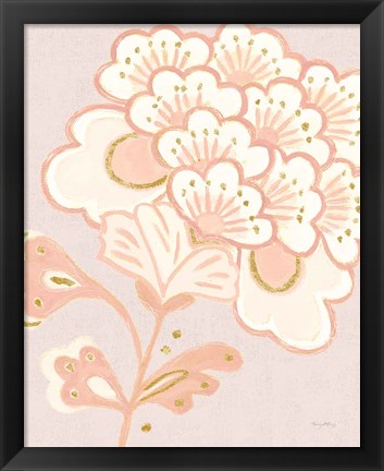 Framed Flora Chinoiserie V Textured Terra Print