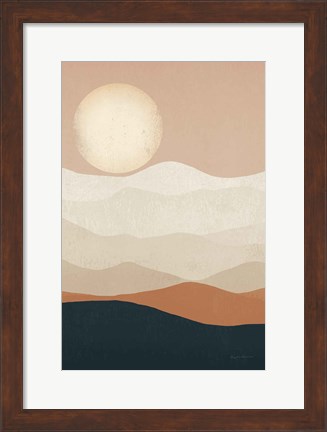 Framed Mojave Mountains and Moon Crop Print