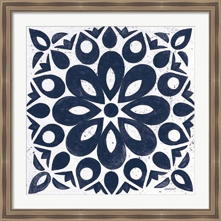 Framed Blue and White Tile III Print