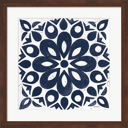 Framed Blue and White Tile III Print