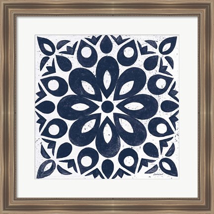 Framed Blue and White Tile III Print