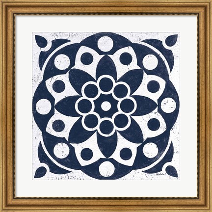 Framed Blue and White Tile II Print