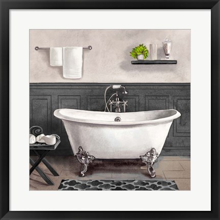 Framed Serene Bath II black &amp; white Print