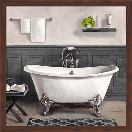 Framed Serene Bath II black &amp; white Print