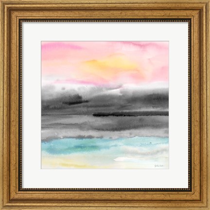 Framed Pink Sunset Abstract square I Print