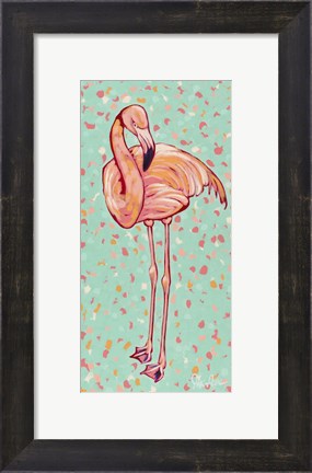 Framed Flamingo Panel I Print