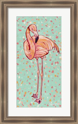 Framed Flamingo Panel I Print