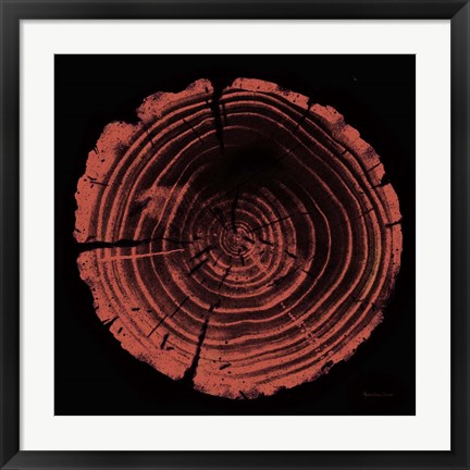 Framed Tree Trunk peach on black Print