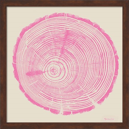 Framed Tree Trunk pink on cream Print