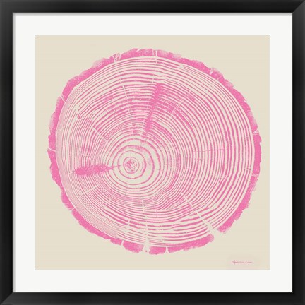 Framed Tree Trunk pink on cream Print