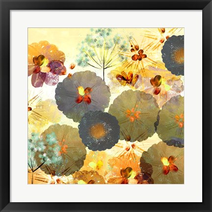 Framed Textured Hedgerow Rust Square Print