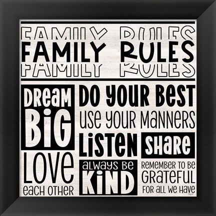 Framed Family Rules I Print