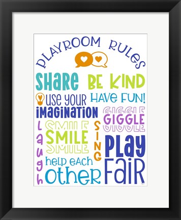 Framed Playroom Rules Portrait Print