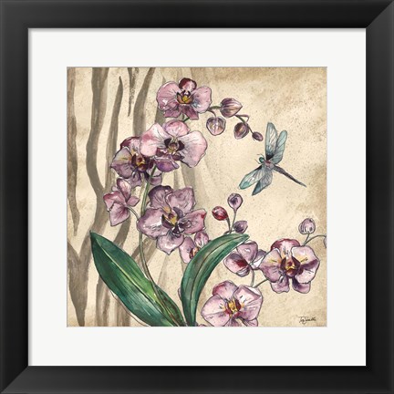 Framed Boho Orchid &amp; Dragonfly I Print