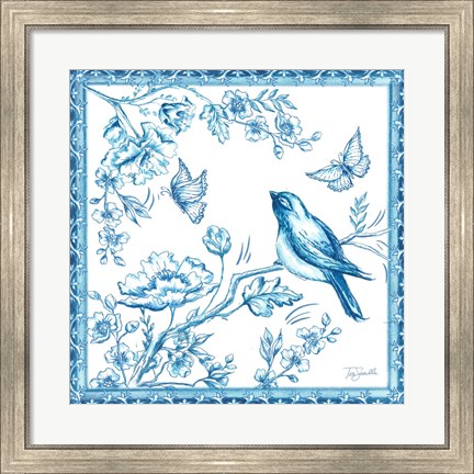 Framed Chinoiserie Tile II Print