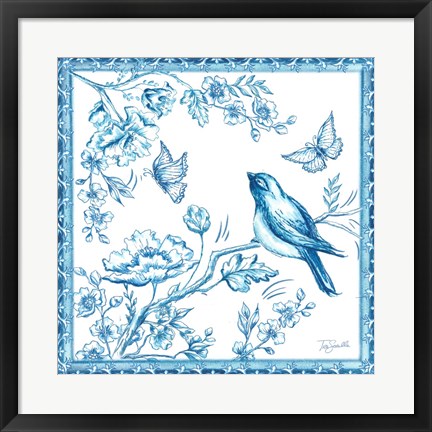 Framed Chinoiserie Tile II Print