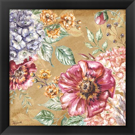 Framed Wildflower Medley Square Gold II Print